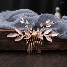 Hair Clips Crystal Leaf Comb Clip Hairpin For Women Bride Party Rhinestone Bridal Wedding Accessories Jewellery