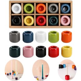 Holders Colorful 10pcs Ceramic Candle Mugs Mini Aroma Mugs Home Decor Small Candle Holder