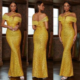 Off Mermaid Prom Glamorous The Jewel Dresses Shoulder Net Solid Color With Sequins Backless Zipper Floor Length Custom Made Evening Dress Plus Size Robes