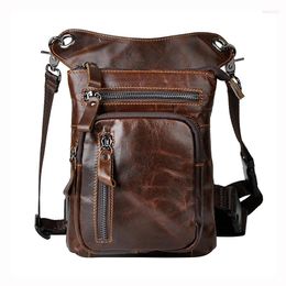 Waist Bags #267L Style Men's Genuine Leather Drop Leg Bag Pack Belt Hip Bum Military Travel Motorcycle Multi-purpose