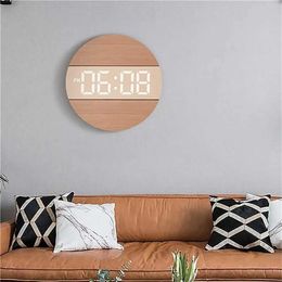 Desk Table Clocks LED Digital Wall Clock Temperature Date Time Display Mute Creative Clock for Living Room Bedroom Nordic Style Hanging Clock