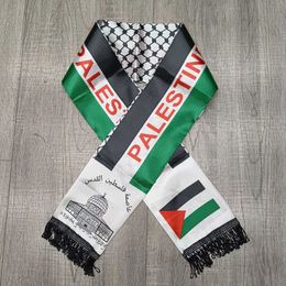 Scarves Aerolxemrbrae Palestinian Flag Customized Scarf for Palestinian National Day 14 * 130cm Scarf Printed Satin Palestinian Flag Scarf H240504