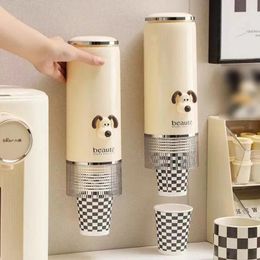 Storage Bottles 1PCS Cute Wall Mounted Disposable Cup Extractor Automatic Plastic High Capacity Box For Water Cups Paper Holder