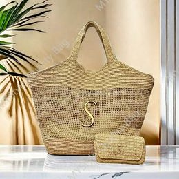Icera Maxi Tote Bag Designer Bag Women Luxury Handbag Raffias Hand-Embroidered Straw Bag High Quarlity Straw Woven Bag beach bag shopping Shoulder totes Y buckle