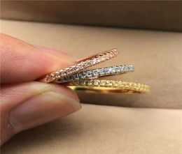 Wedding Rings Cute Fashion Small Crystal Stone Ring Female Silver Gold Stackable Band Promise Love Engagement For Women7893232