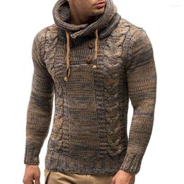 Men's Sweaters Men Winter Autumn Knit Hoodies Slim Fit Knitted Hoodie Long Sleeve Jacket Solid Color Coat Turtleneck Pullover Hooded Sweater