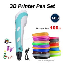 3D Printer Pen Screen DIY 3 D Printing Pen 20m ABS Filament Set Creative Toy Designer Kids Drawing Pens Gifts Christmas Birthday 201214 192G