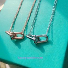 Luxury Tiifeniy Designer Pendant Necklaces HardWear Horseshoe U-shaped Necklace Smooth Double Ring Couple Same Style 18k Rose Gold