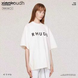 Rhude High end designer clothes for niche trendy design sense short sleeved couple fog high street loose T-shirt spring/summer short sleeved With 1:1 original labels