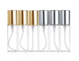 5ML 10ML 15ML Portable Mini Refillable Perfume Empty Glass Spray Bottle Sample Glass Vials Black Gold Silver Cap C0621G026050168