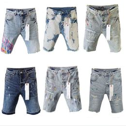 Purple Designer Mens Jeans Shorts Hip Hop Casual Short Knee Lenght Jean Clothing High Quality Shorts Denim Jeans