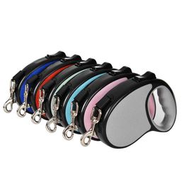 Dog Collars Leashes 3m 5m Nylon Small Leash Candy Color Puppy Retractable Automatic Extending Travel Walking Running Rope Pet Cat Accessories H240506