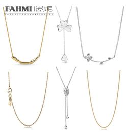 FAHMI I00% 925 Sterling Silver Shine p GOLD ANCHOR CHAIN Butterflie Necklace Four-Leaf Clover Petal Necklace Flower Stem Necklace5226009