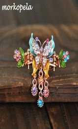 Morkopela Hair Clips Butterfly Enamel Vintage Charm Rhinestone Hairpin Clips Women Banquet Claw Accessoires Party Jewelry8757777