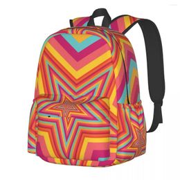 Backpack Abstract Star Geometric Vibrant Colourful Male Polyester Camping Backpacks Breathable Elegant School Bags Rucksack