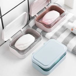 Dishes Simple Style Soap Saver Dustproof Solid Colour Portable Soap Dish Holder Hard Soap Box Home Supplies