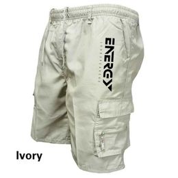 Men's Shorts Outdoor freight short mens wrap elastic waist bike short multi pocket loose work short quick drying sports print TrousersL2405