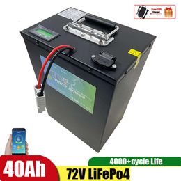 Batteries 72V 40Ah Lithium Iron Lifepo4 Battery Bluetooth Bms App For 3000W Scooter Motorcycle Forklift Crane Truck Addcharger Drop Dhfgm