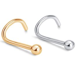 20G Stainless Steel Twisted Nose Stud Rings Body Piercing Tragus Studs Helix lage Earrings Nostril Men 100PCS5390539