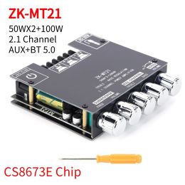 Amplifier ZKMT21 Bluetoothcompatible 2.1 Channel Bass Power Subwoofer Amplifier Board AUX 12V 24V Audio 2x20W+100W Stereo Bass Amp