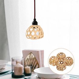 Candle Holders Woven Lampshade Lighting Bulb Cage Rattan Pendant Lamp Shade Ceiling Cover Fixture Decor