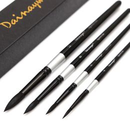 Brushes Professional 4Pcs Black Handle Round Brushes set Squirrel Hair Art Painting Brushes for Artistic Watercolour Gouache Wash Mop