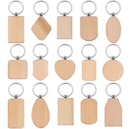 Party Favour Beech wood keychain blank Wooden keychain Diy Wood Tags creative small gift LT954