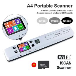 Scanners Wifi Wireless Mini Portable A4 Document Scanner Images JPG PDF Formate Reader Pen with TF Card 16G 1050 dpi or USB Wired ISCAN