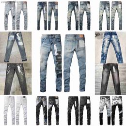 Purple Jeans Womens Designer for Mens High Quality Ripped Slim Fit Motorcycle Bikers Pants Men Fashion Design Streetwear Size 28-40 FTR6