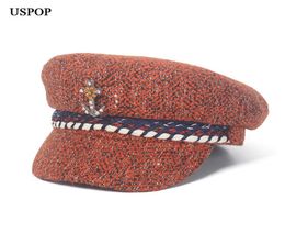 USPOP 2018 New Fashion women tweed newsboy caps winter warm hats diamond flower flat top visor caps casual female Octagonal cap9269597