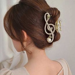 Other New Women Elegant Music Note Shape Hair Clips Luxury Rhinestone Decor Ponytail Cl Clip ACCESSORI FOR GIRL Heear accessory