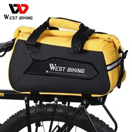 WEST BIKING Hard Shell Bicycle Trunk Waterproof 1325L Handbag MTB Road Bike Bag Travel Luggage Cycling Panniers 240416