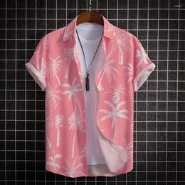 Men's Casual Shirts Coconut Tree 3D Print Short Sleeve Hawaiian Shirt 2024 Summer Loose For Man Oversized Male Clothing