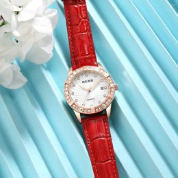 Wristwatches Watch With Crystal Diamond Movement Casual Leather Band Watches Water Resistant Wife Girls Gifts Wrist