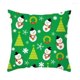 Pillow Christmas Decorative Linen Covers 18x18 Inches Cartoon Santa Snowman Snowflake Cover Xmas Home Decor Pillowcases