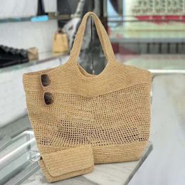 Designer bag classic and fashionable handbag tote bag Lafite grass hollow woven thin transparent shopping bag square quilted bag sewn commuting fabric bag 04