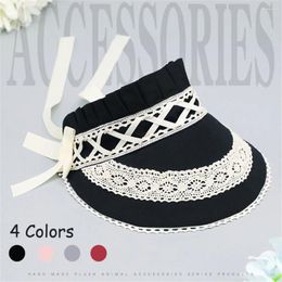 Berets Cute Classic Lolita Victorian Lace Bow Hat Hand Made Vintage Hair Maid Cosplay Summer Sun Headpiece For Women Girls