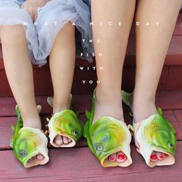 Slippers Mother and baby designer slippers funny slides children fish shoes boys plus size 24-47 slippers toddlers footwear 240506