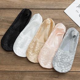 Women Socks Women's Invisible Lace Thin Non-slip Shallow Transparent Ice Silk Cotton Bottom Boat