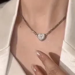 Pendant Necklaces Japanese & Korean Style Luxury Heart-Shaped Zircon Multilayer Magnet Necklace