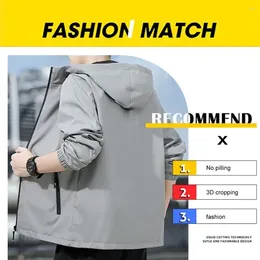 Men's Jackets Men Hooded Coat Jacket Windproof With Zip Up Drawstring Long Sleeve Mid Length Zipper