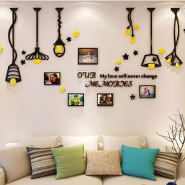 Stickers Modern Yellow Droplight Wall Sticker Dinning Room Living Room Wallpaper Stickers Family Picture Frame Wall Sticker Decals New