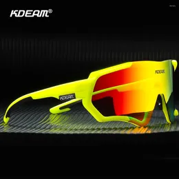 Sunglasses KDEAM Golden Noble Cycling Secure TR90 Frame Polarized Eyewear Riding Bicycle MTB Road Goggles UV400 Mirrored HD