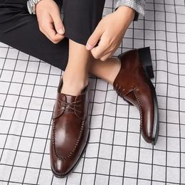 Dress Shoes Business Men's Casual Flat British Style Leather For Work