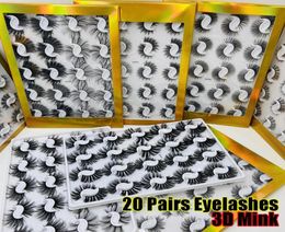 20 PairsBoxed 25mm Mixed Styles 3D Mink False Eyelashes Natural Long Lashes Handmade Wispies Bushy Fluffy Sexy Eye Makeup Tools1702072