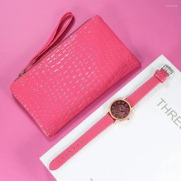 Wristwatches Women Casual Watch Fashion Leather Quartz Handbag Set Female Simple Dress Clock Montre Femme