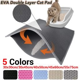 Houses Waterproof Eva Double Layer Cat Litter Mat Washable NonSlip Sand Basin Filter Clean Pad Mattress Pet Cat Box Mat Clean Supplies