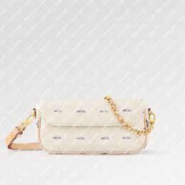 Explosion new Women's Wallet on Chain Ivy M83499 Multicolor White jacquard fabric Magnetic closure Main compartment fashionable mini bag tweed-like laced chain top