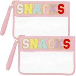 Storage Bags 2Pcs Clear Makeup Letter Bag Waterproof Transparent Pouch Large Capacity Portable Zipper Multi-Purpose