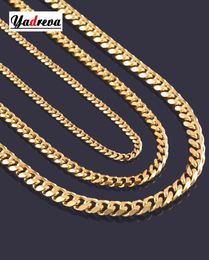 whole High Quality Width 35mm 5mm7mm Stainless Steel Gold Cuban Chain Waterproof Men Curb Link Necklace Various Sizes5773303